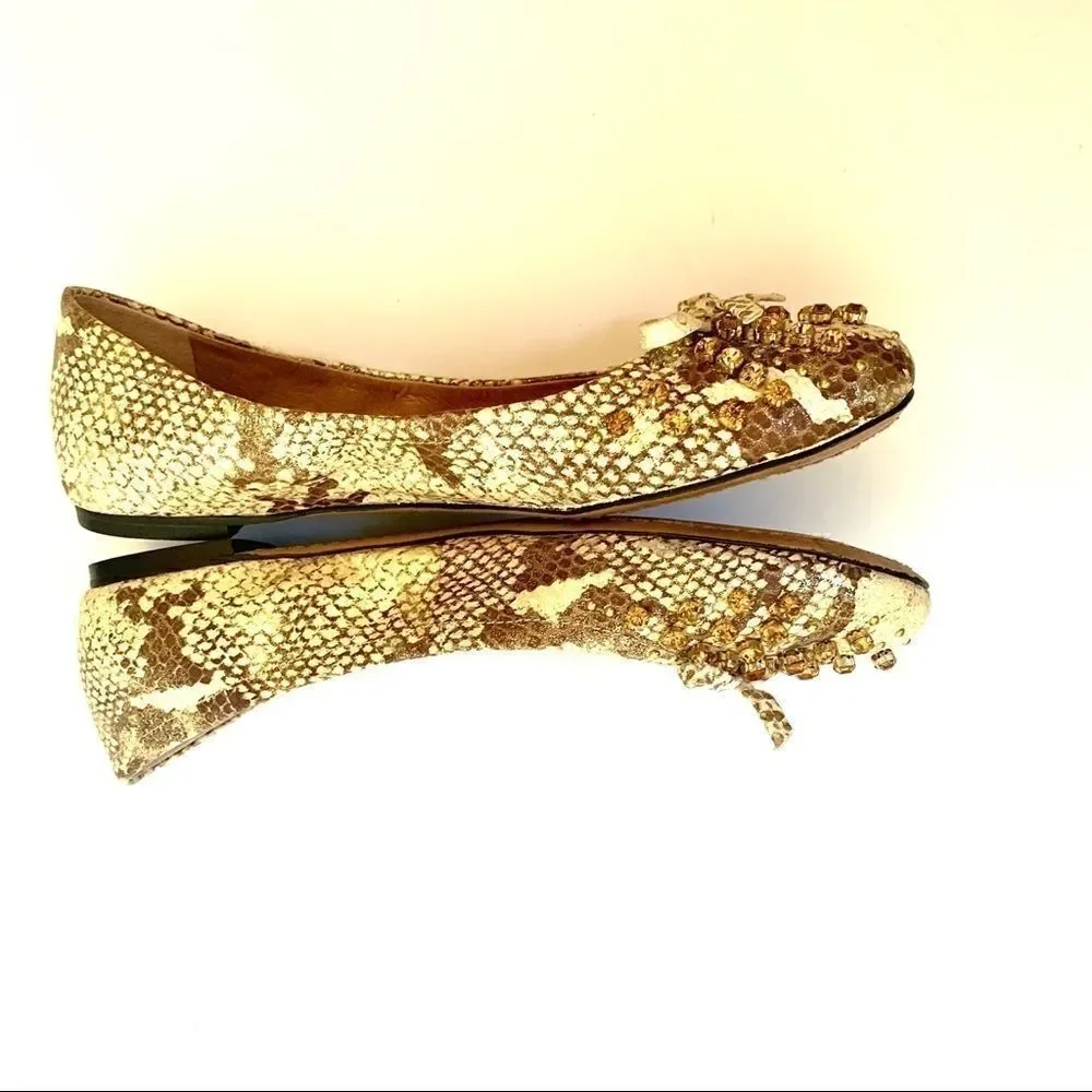 Vince Camuto Snakeskin Rhinestone Embellished Flat